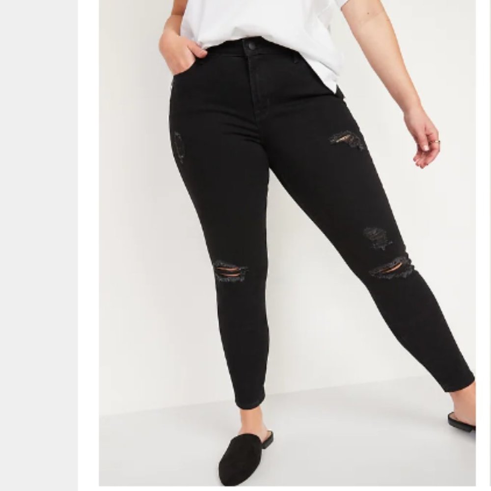 Old Navy Mid-Rise Pop Icon Ripped Skinny Jean - Black-Wash